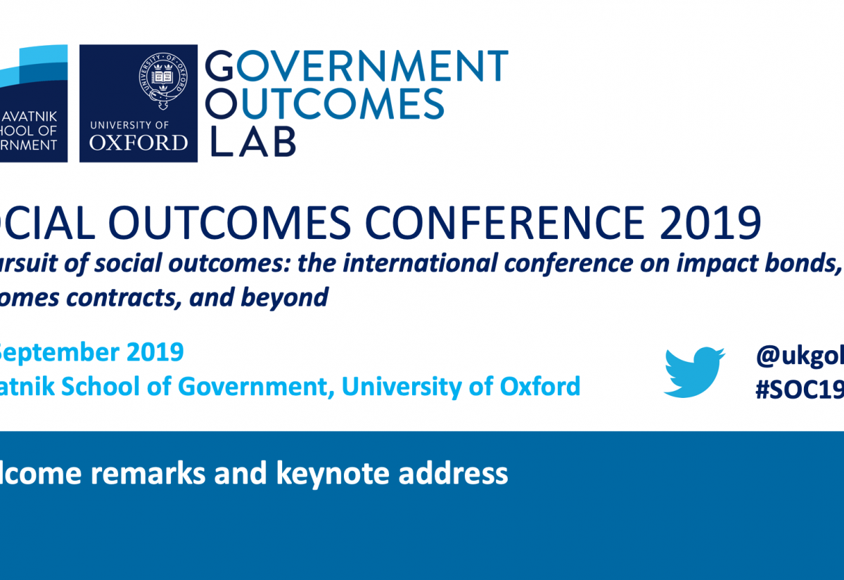 Social Outcomes Conference 2019: Welcome remarks and keynote address