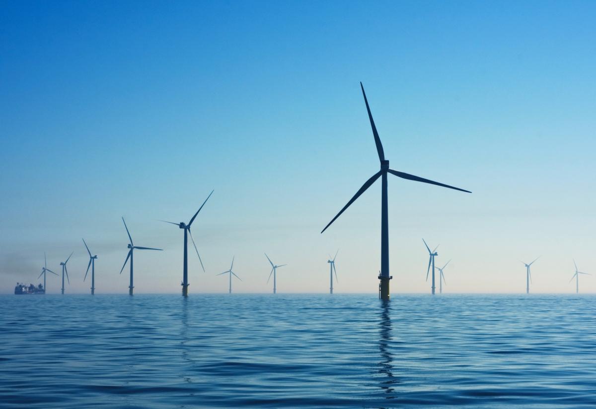 An offshore windfarm in the UK