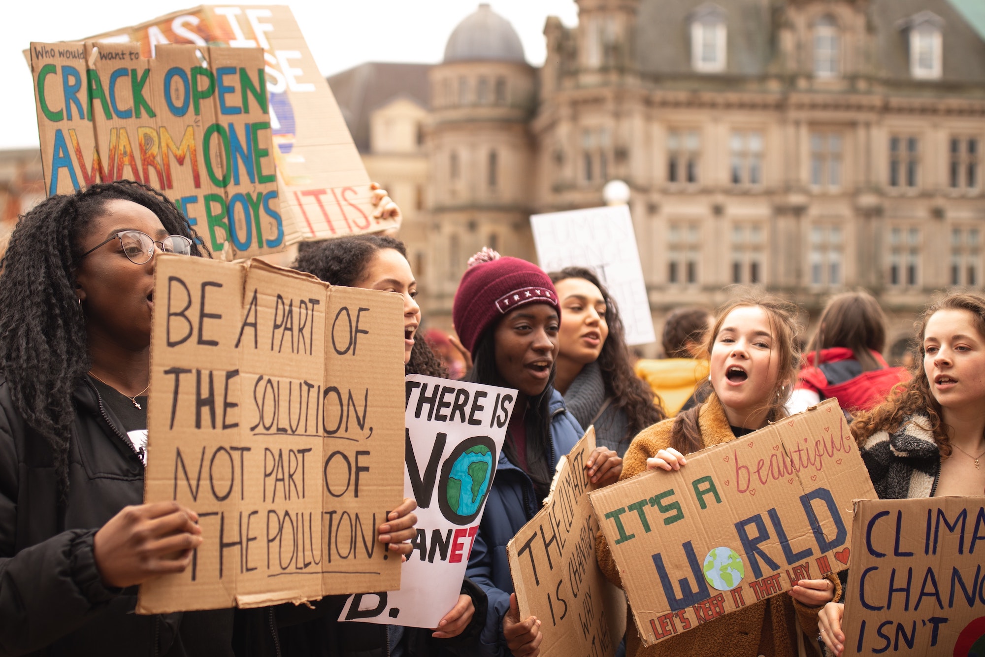 Young people protesting climate change
