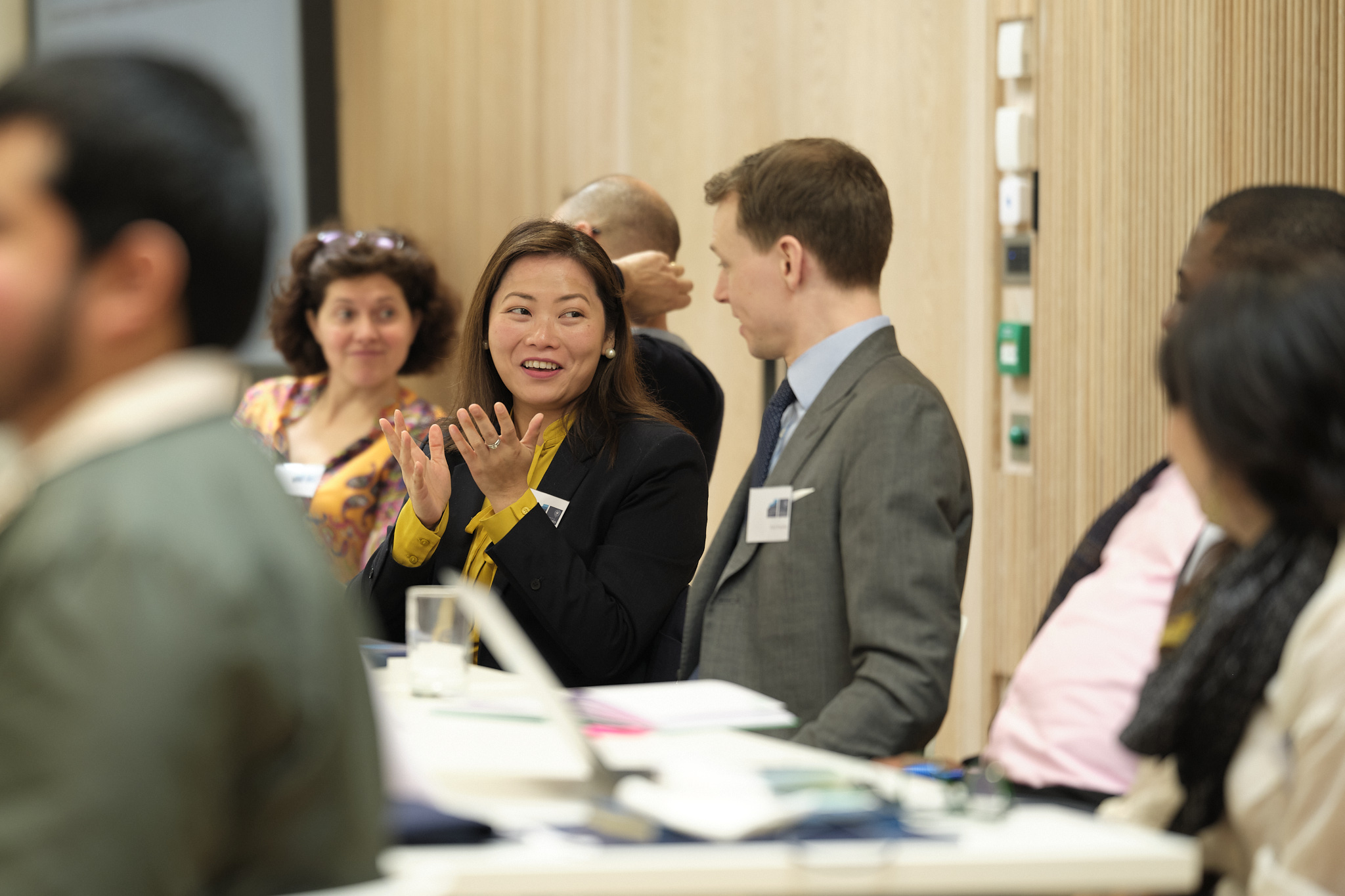 participants smiling and talking