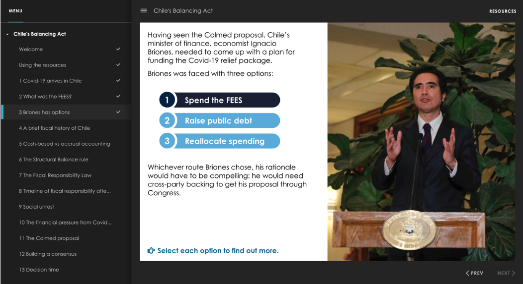 Screenshot from multimedia case study featuring Ignacio Briones