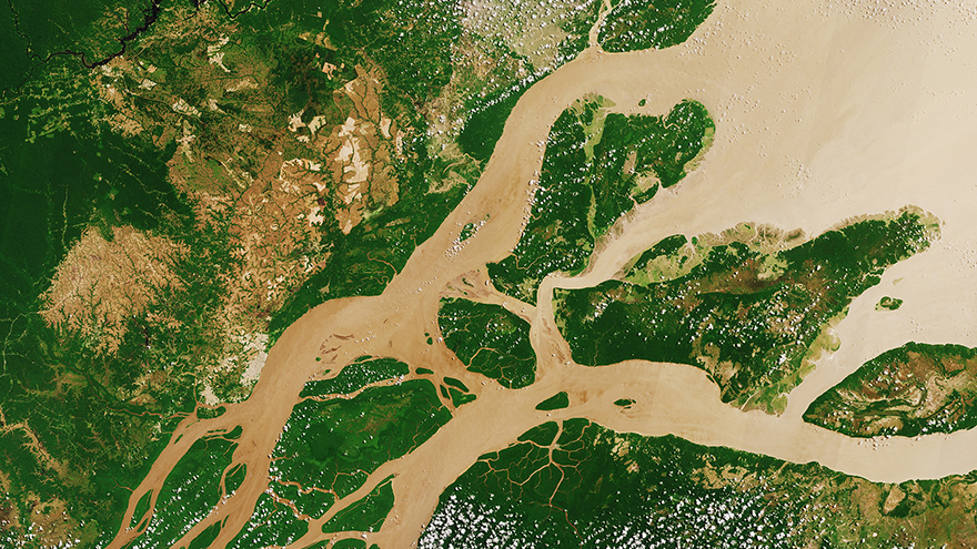 Satellite image of the Amazon river in northern Brazil in 2017