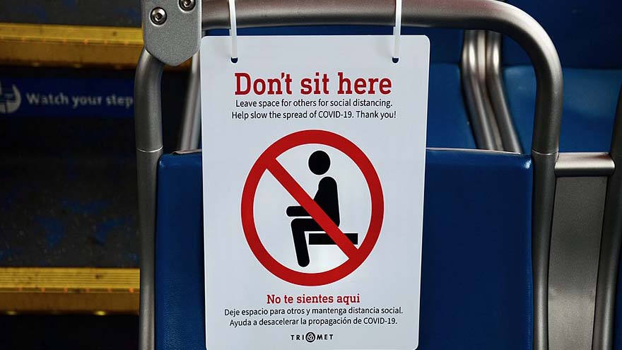 Social distancing sign in Portland