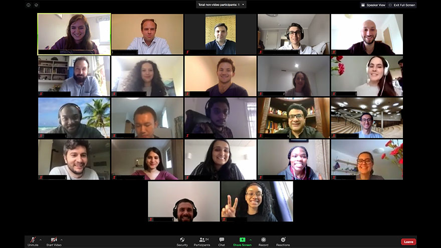 Screenshot of students from the MPP class of 2019 taking part in an online session
