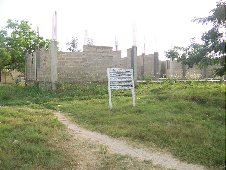An unfinished school building in Ghana