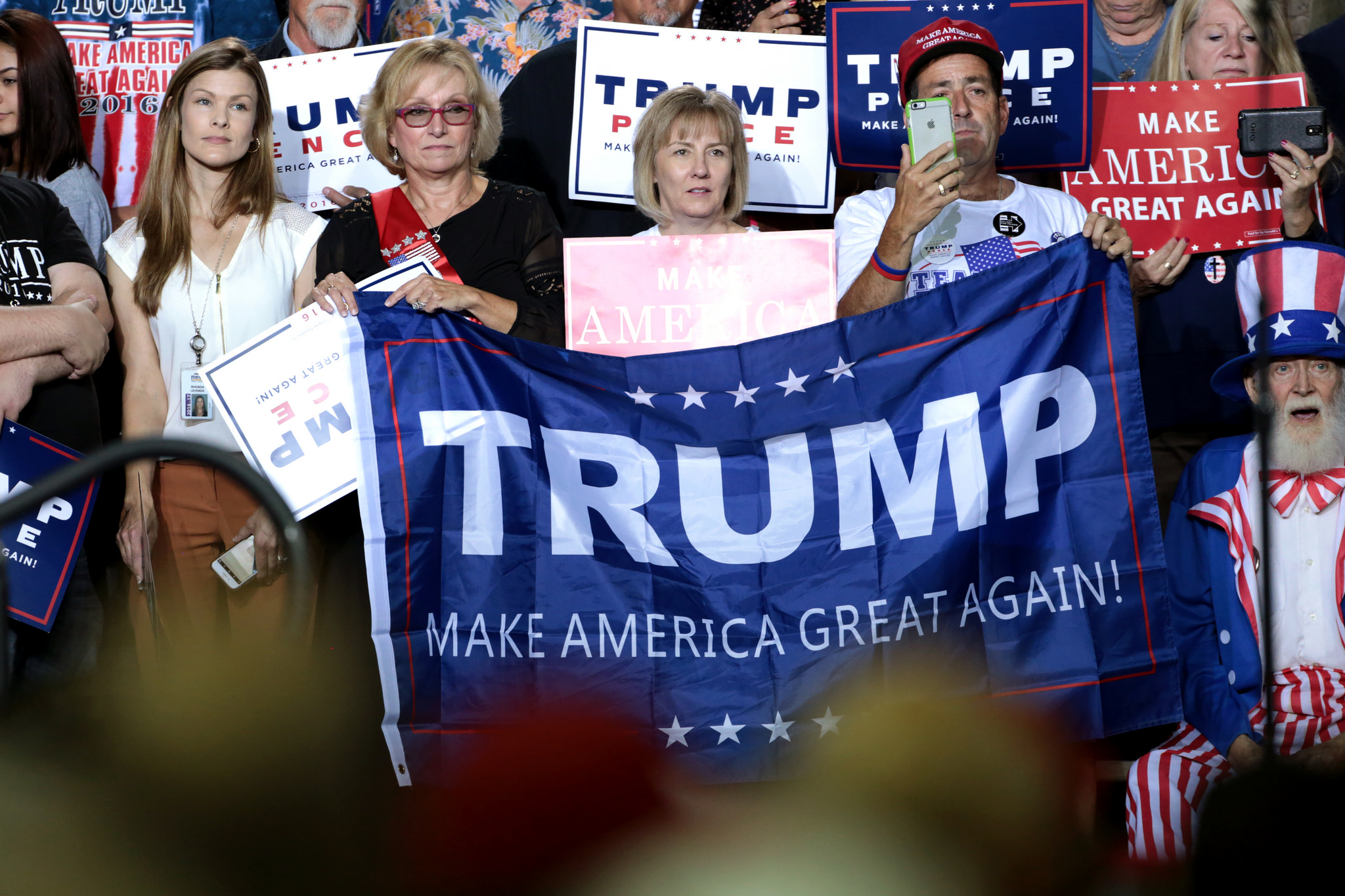 Supporters of Donald Trump at a campaign rally at the Prescott Valley Event Center in Prescott Valley, Arizona. Image credit: Gage Skidmore