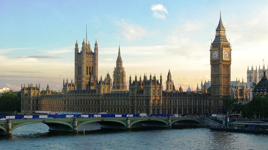Image of the UK's Palace of Westminster as seen from across the River Thames