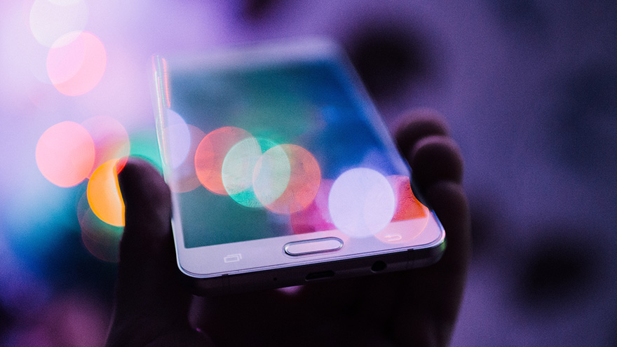Hand holding smartphone