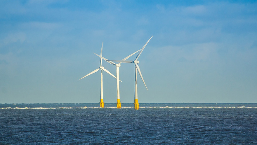 Wind turbines in the North Sea, England
