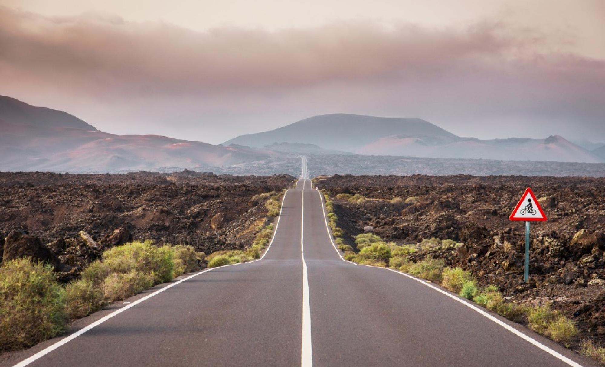 Long road stretching into the distance ahead