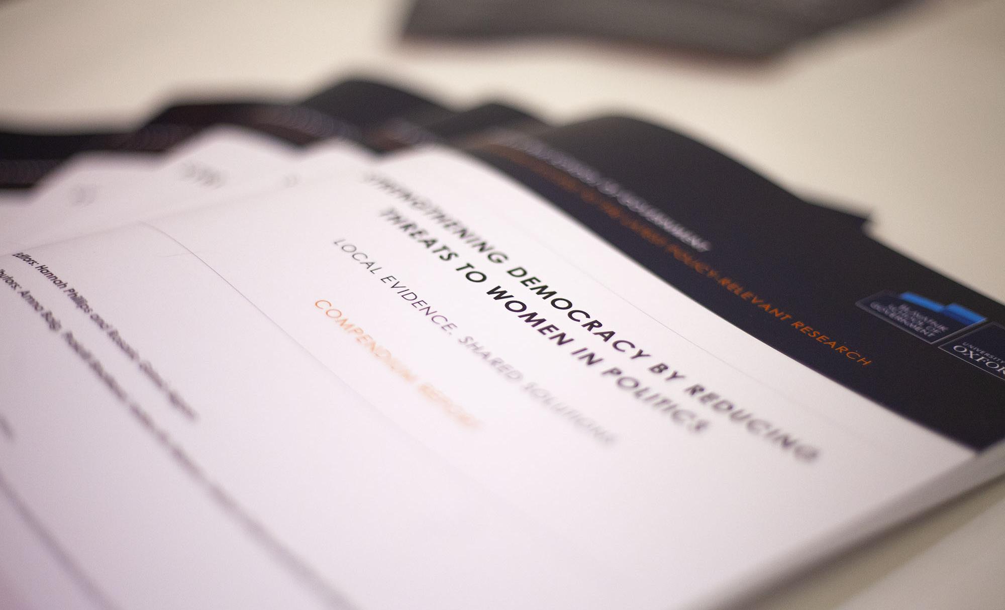Close-up macro photo of the front cover of a report