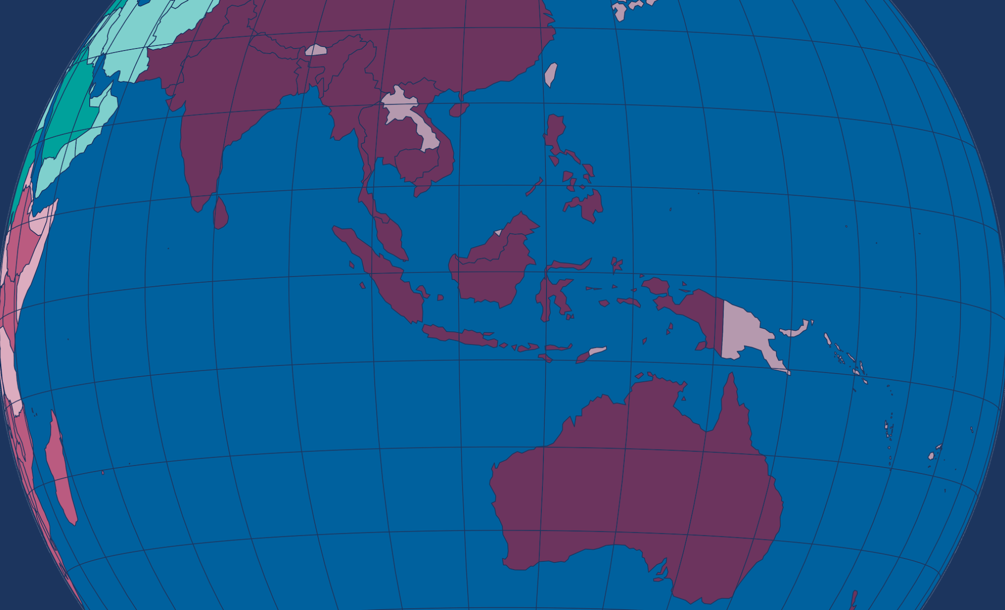 Globe diagram focusing on Singapore and Oceania