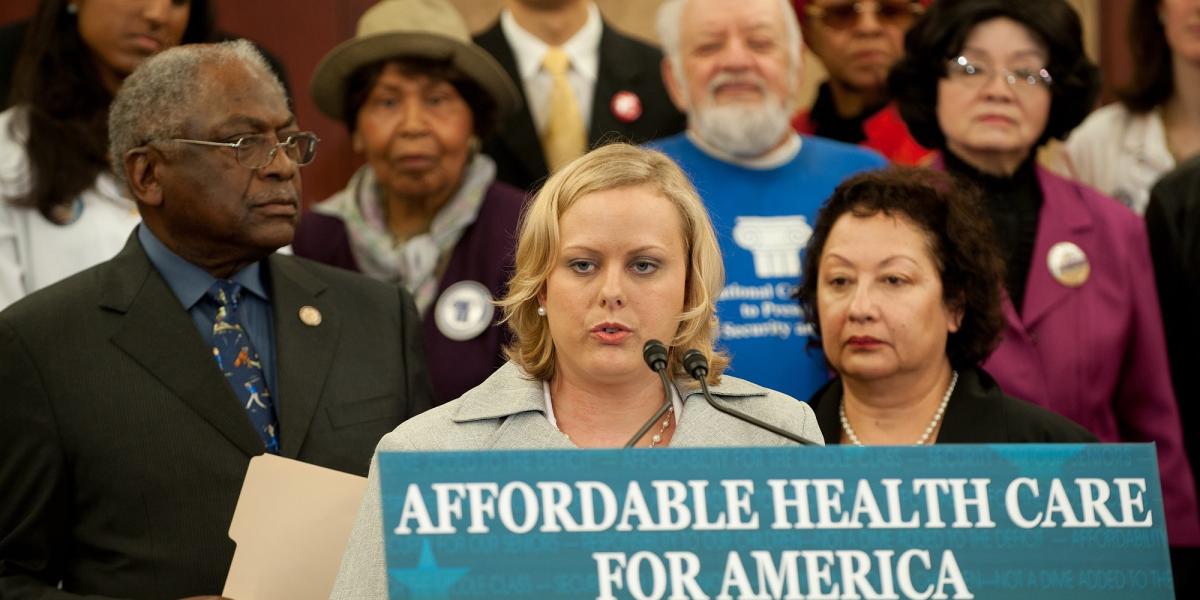 A rally for the Affordable Care Act in the US