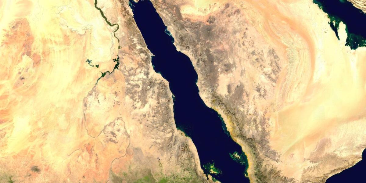A satellite image of the Red Sea