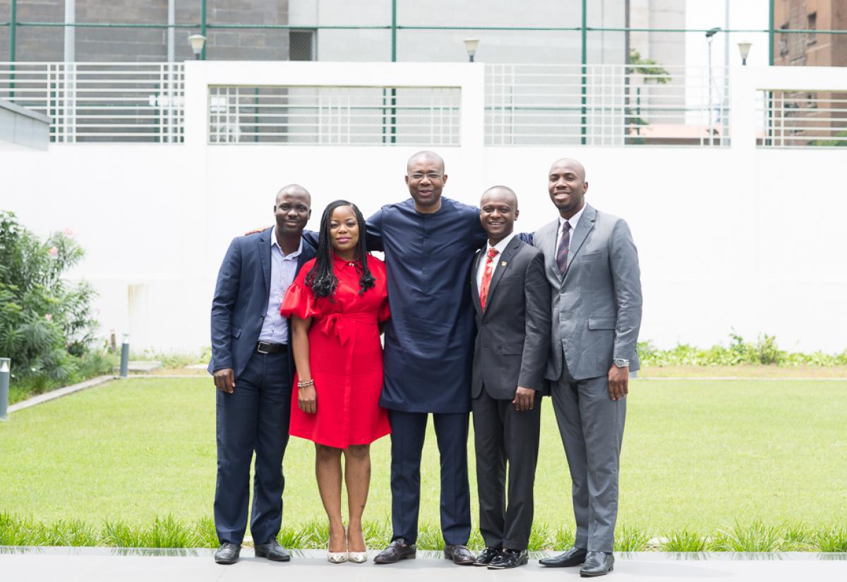 Mr. Aigboje Aig-Imoukhuede with the AIG scholars