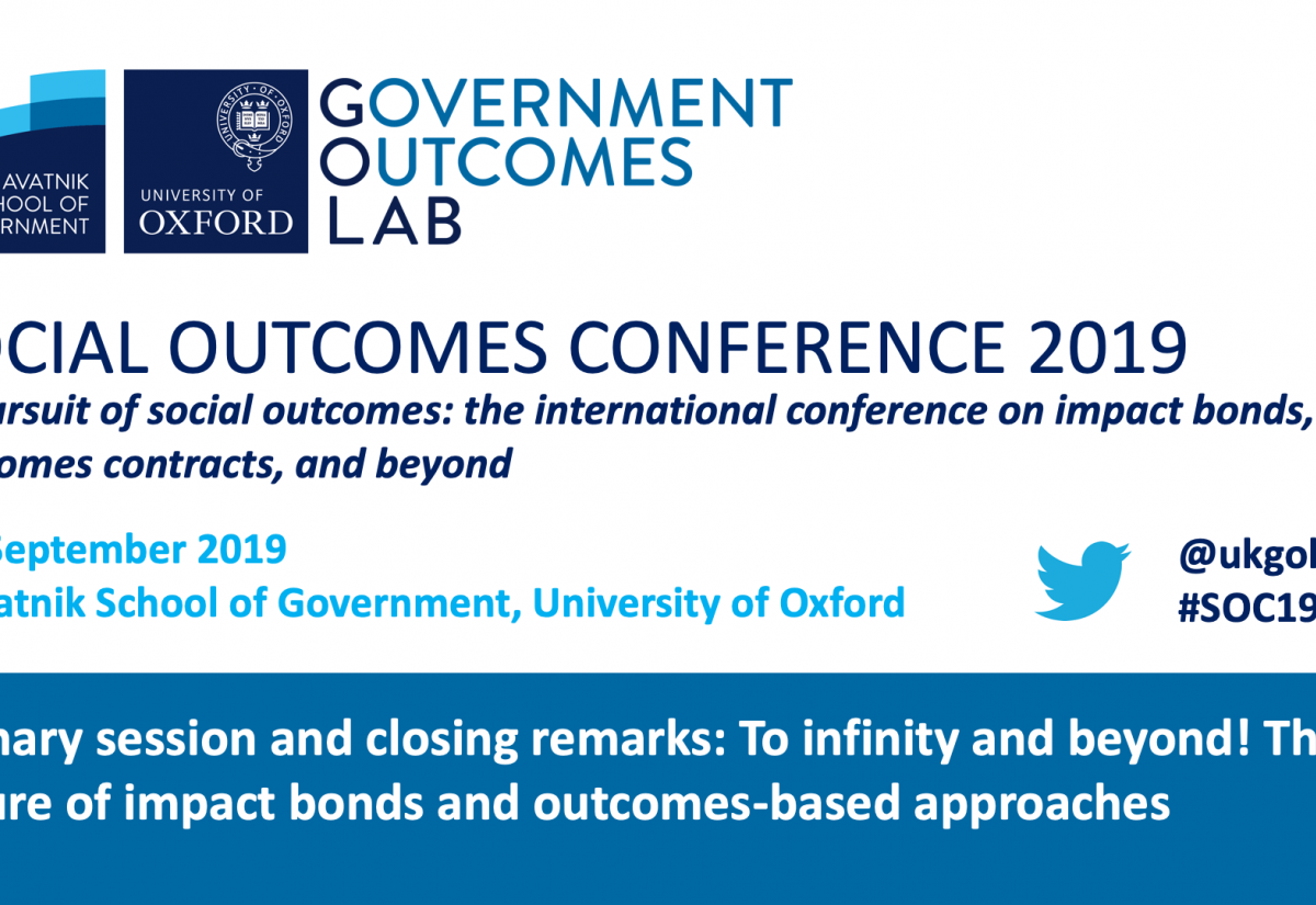 Social Outcomes Conference 2019: To infinity and beyond! The future of impact bonds and outcomes-based approaches