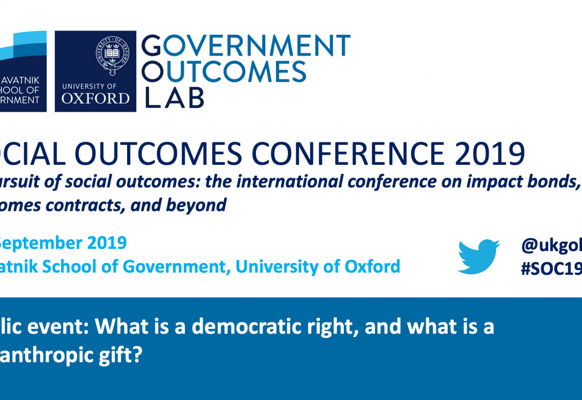 Social Outcomes Conference 2019: What is a democratic right, and what is a philanthropic gift?
