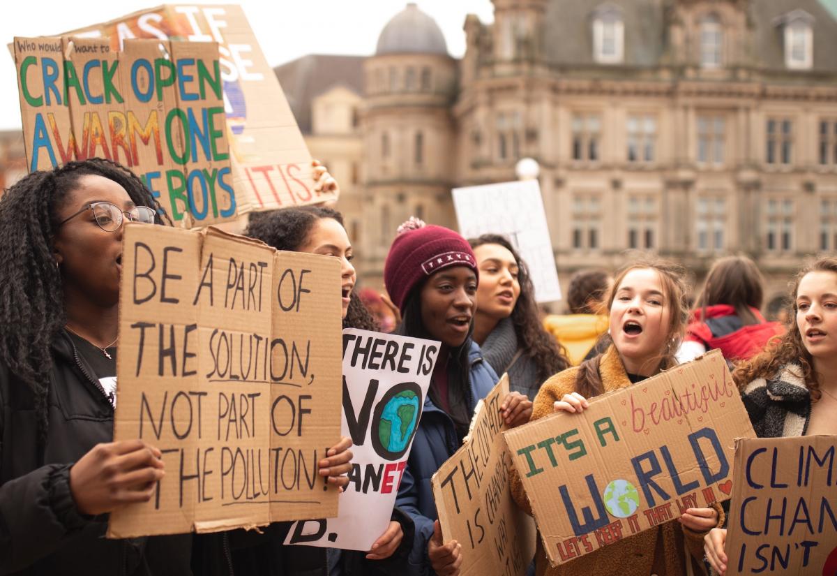 Young people protesting climate change