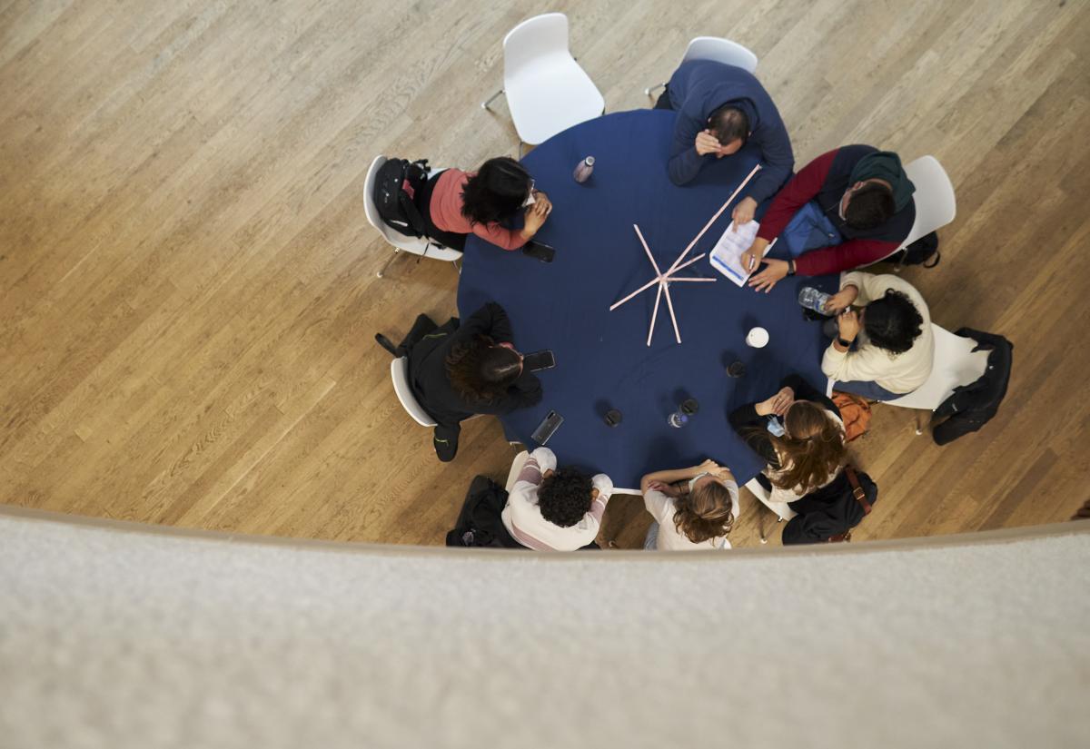 Students at work in the building