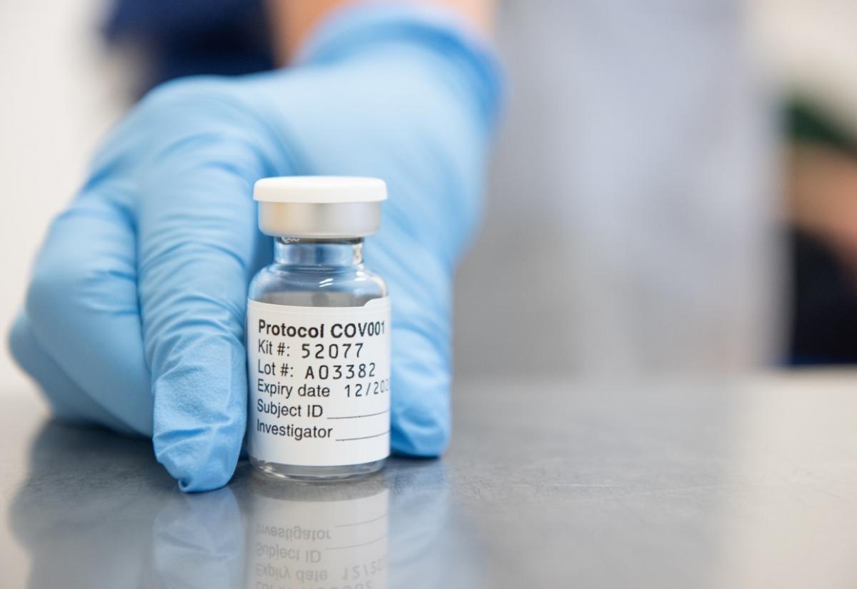 Vial of Oxford AstraZeneca vaccine