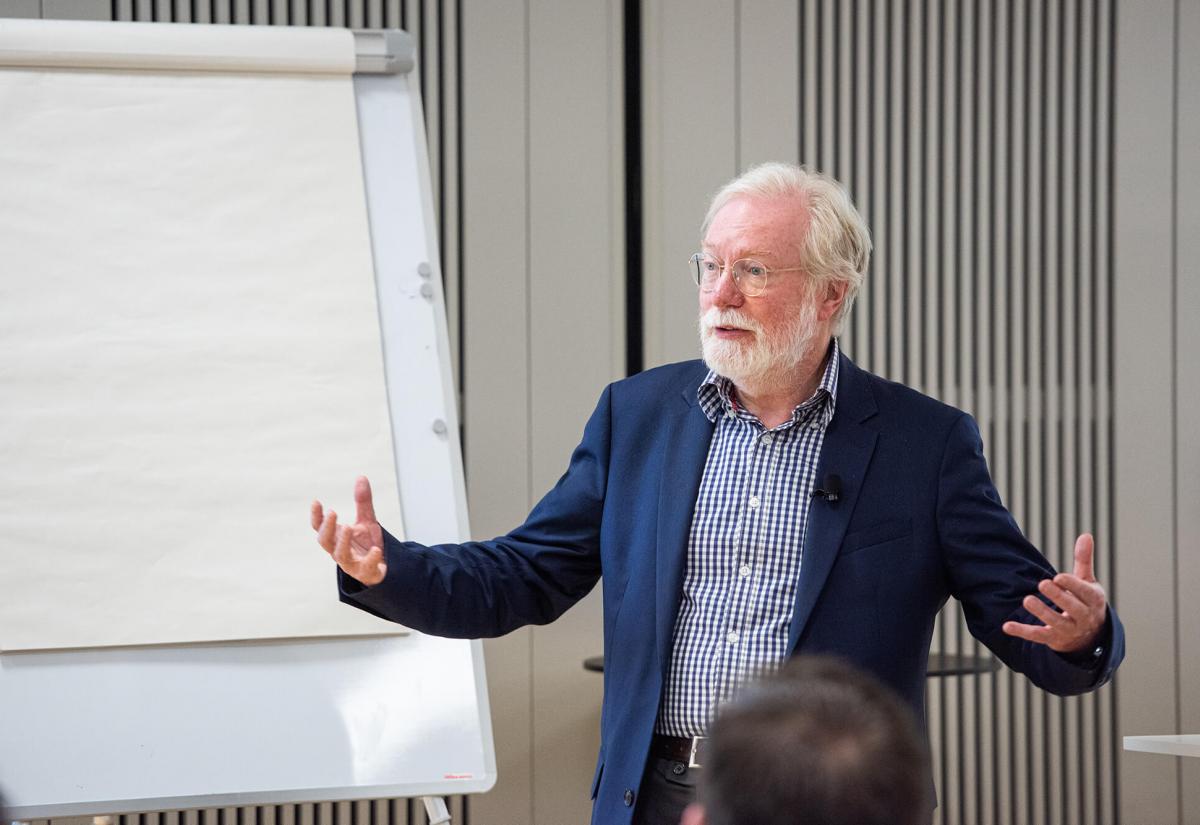 Professor Paul Collier addresses a class