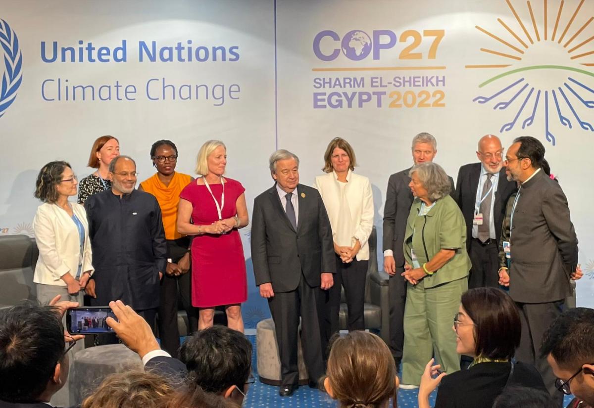 The HLEG team at the launch of their report, Integrity Matters, with Antonio Gueterres, secretary general of the United Nations. 