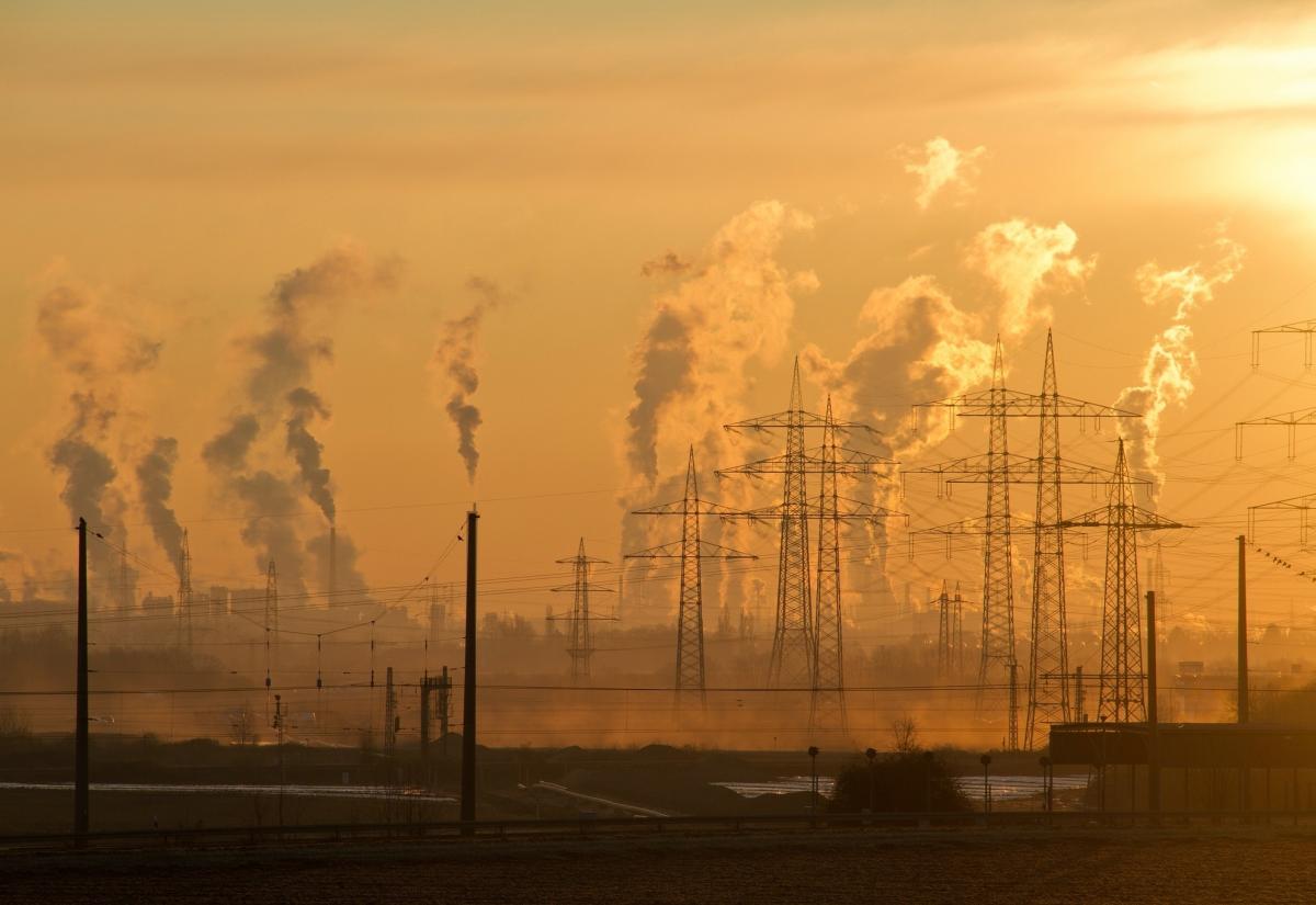 Electric towers during golden hour