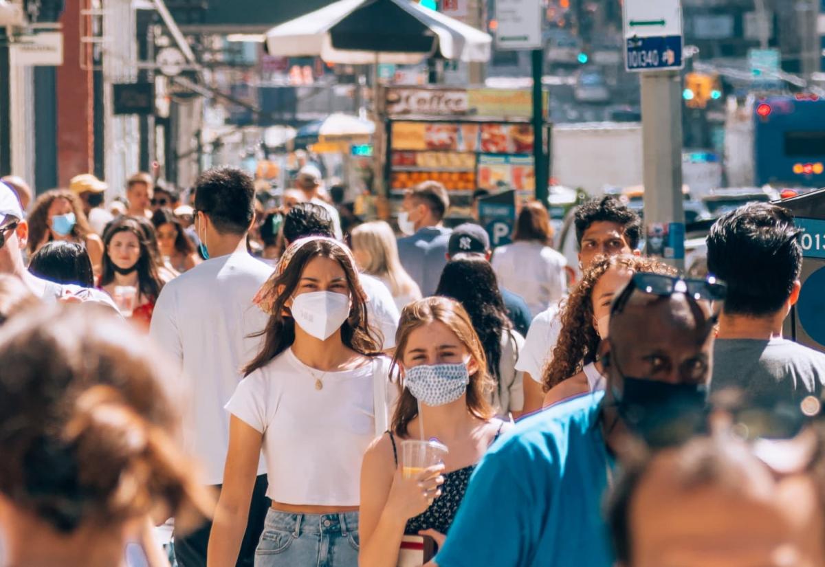 People in Manhattan wearing face masks