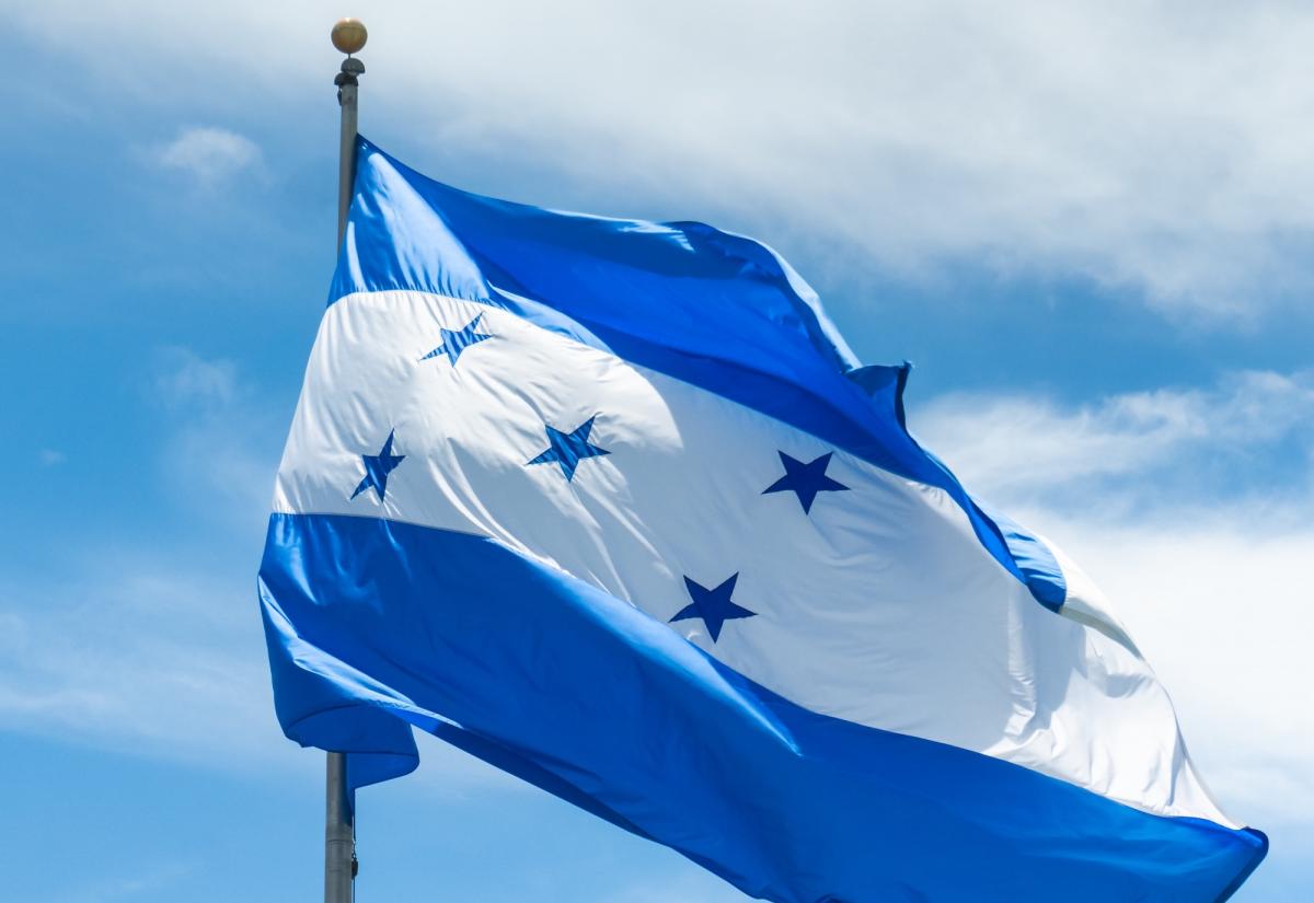 Honduras flag against blue sky