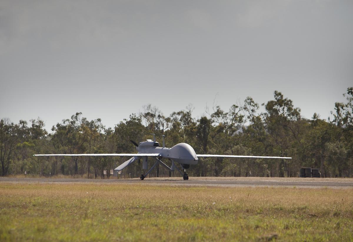 An unmanned aerial drone aircraft