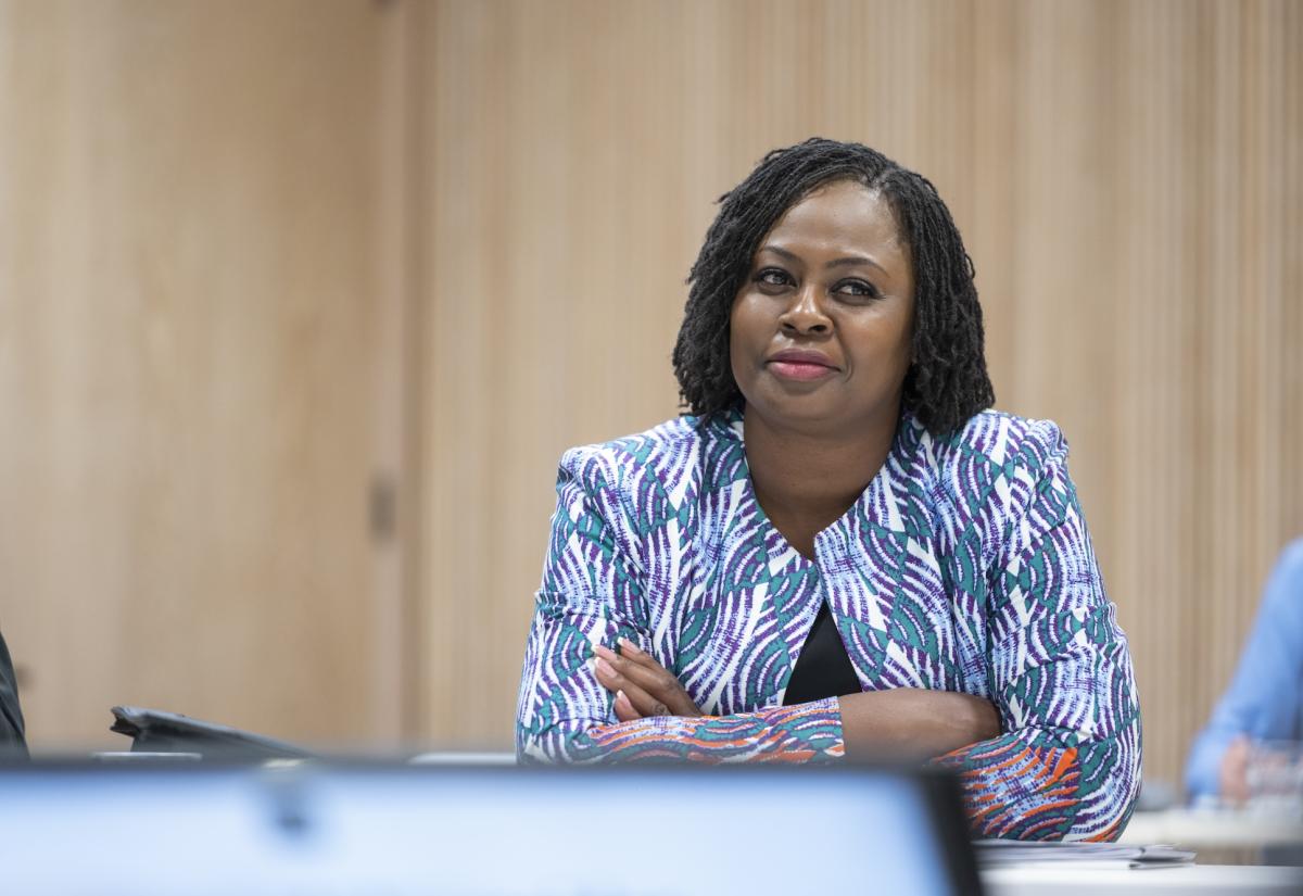 Woman smiling in classroom