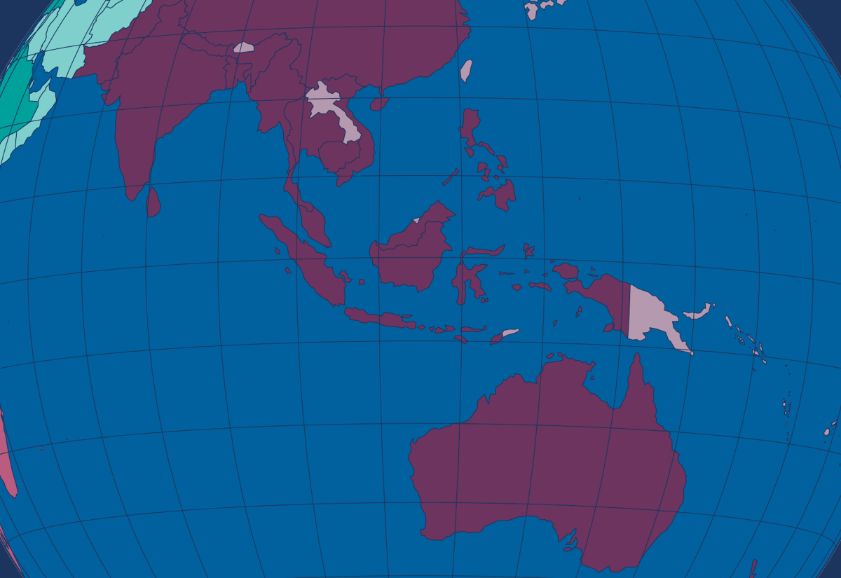 Globe diagram focusing on Singapore and Oceania