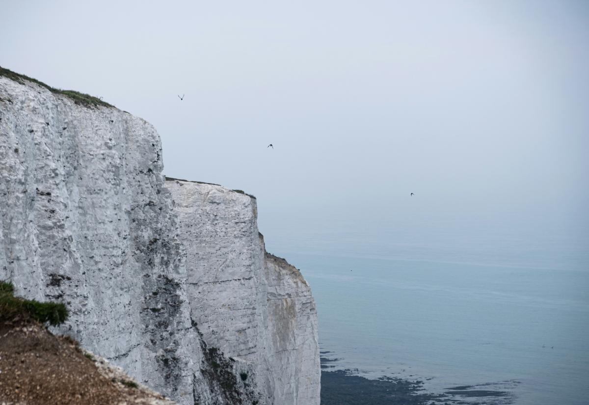 White cliffs of Dover with the sea in the background