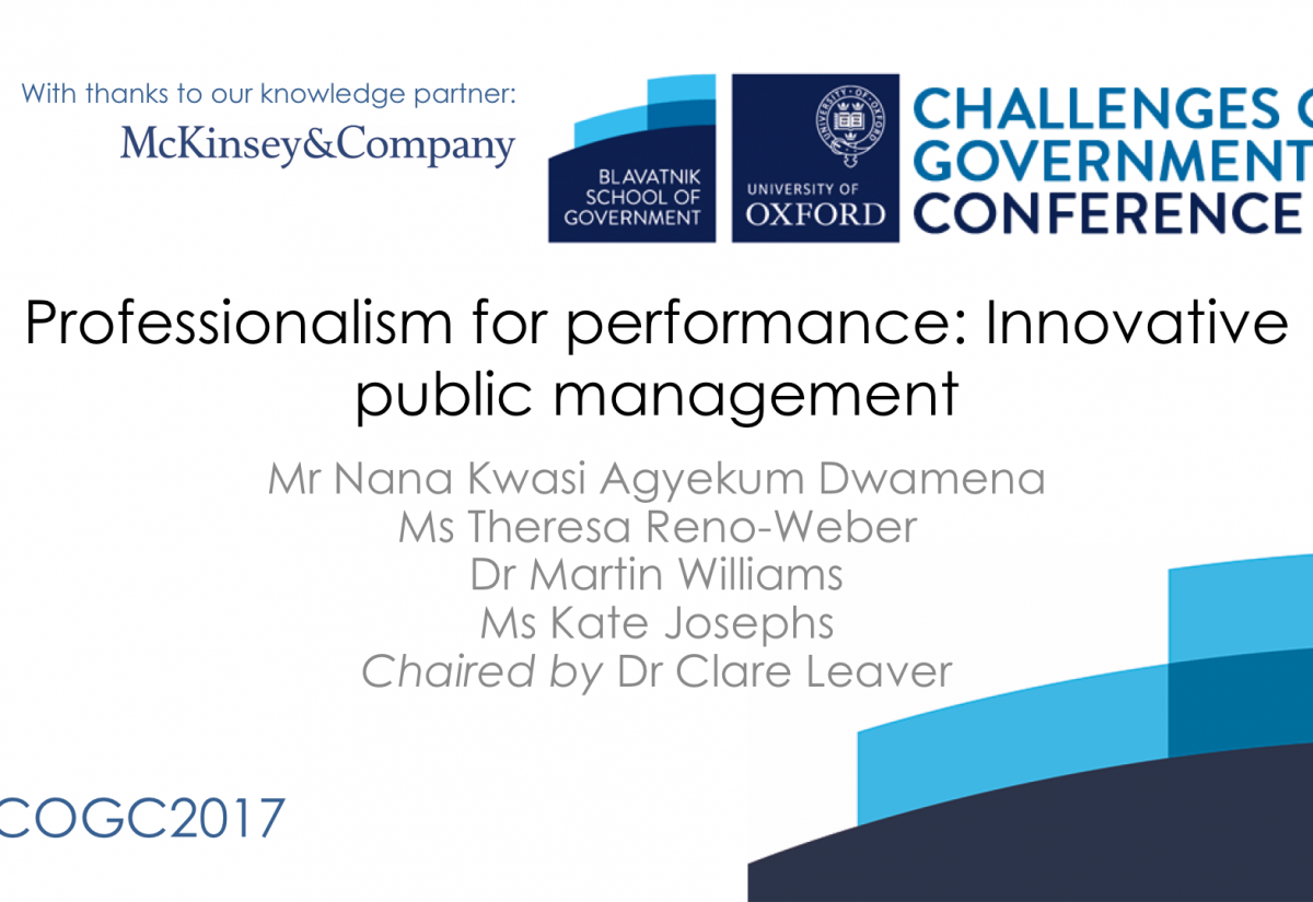 Public sector deep dive: Professionalism for performance: Innovative public management