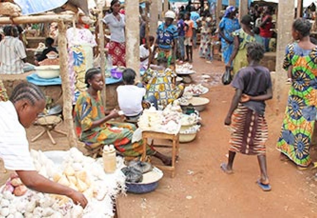 Photograph of a market in Africa