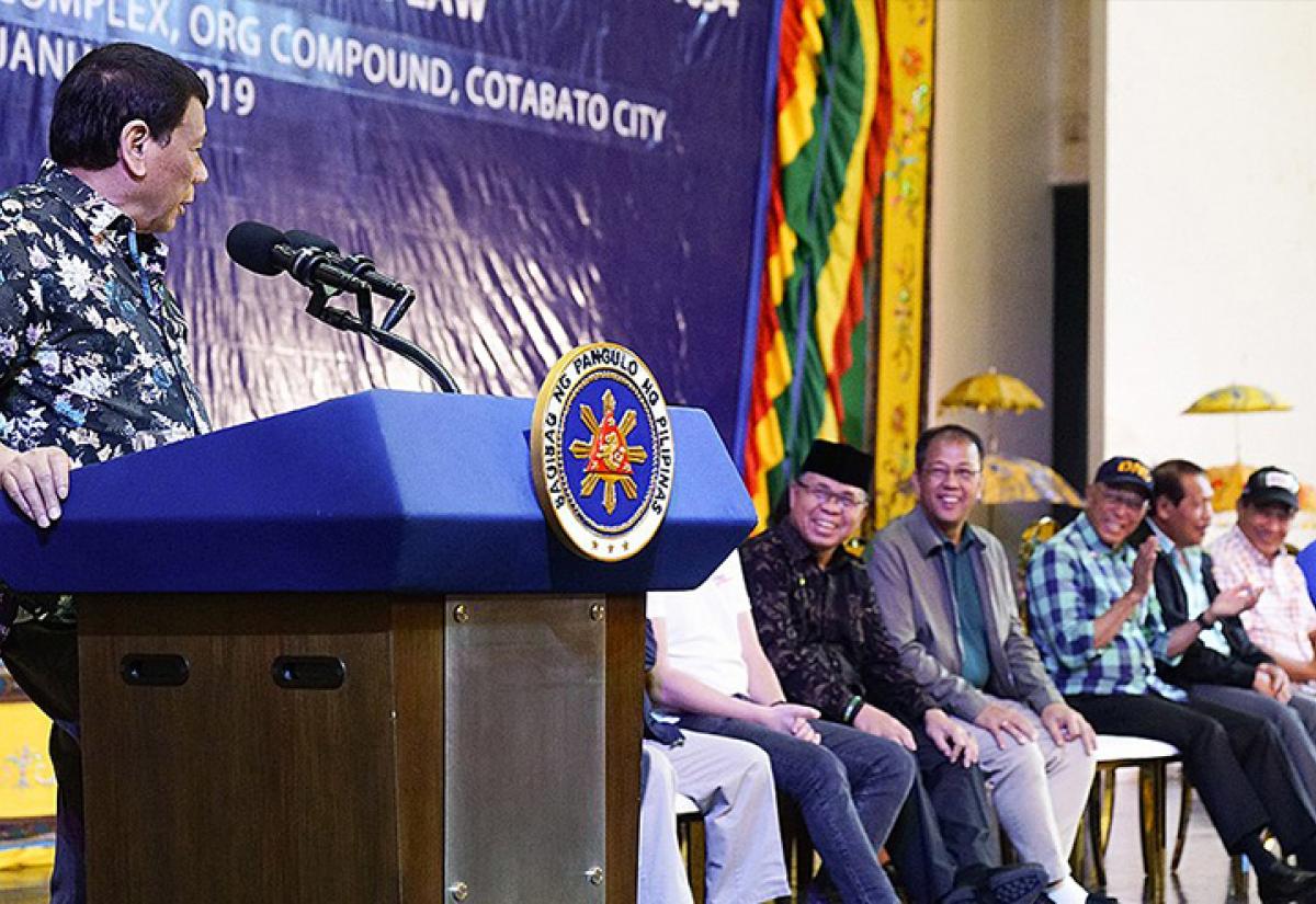 Rodrigo Duterte at the Peace Assembly for the Ratification of Bangsamoro Organic Law