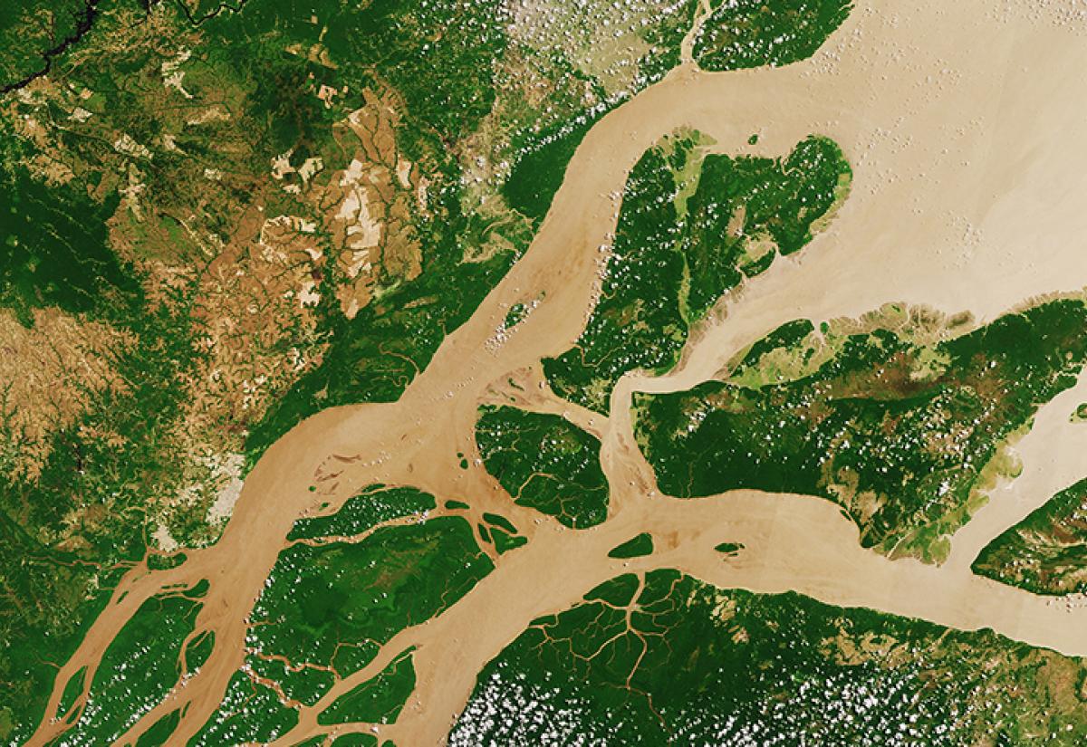 Satellite image of the Amazon river in northern Brazil in 2017