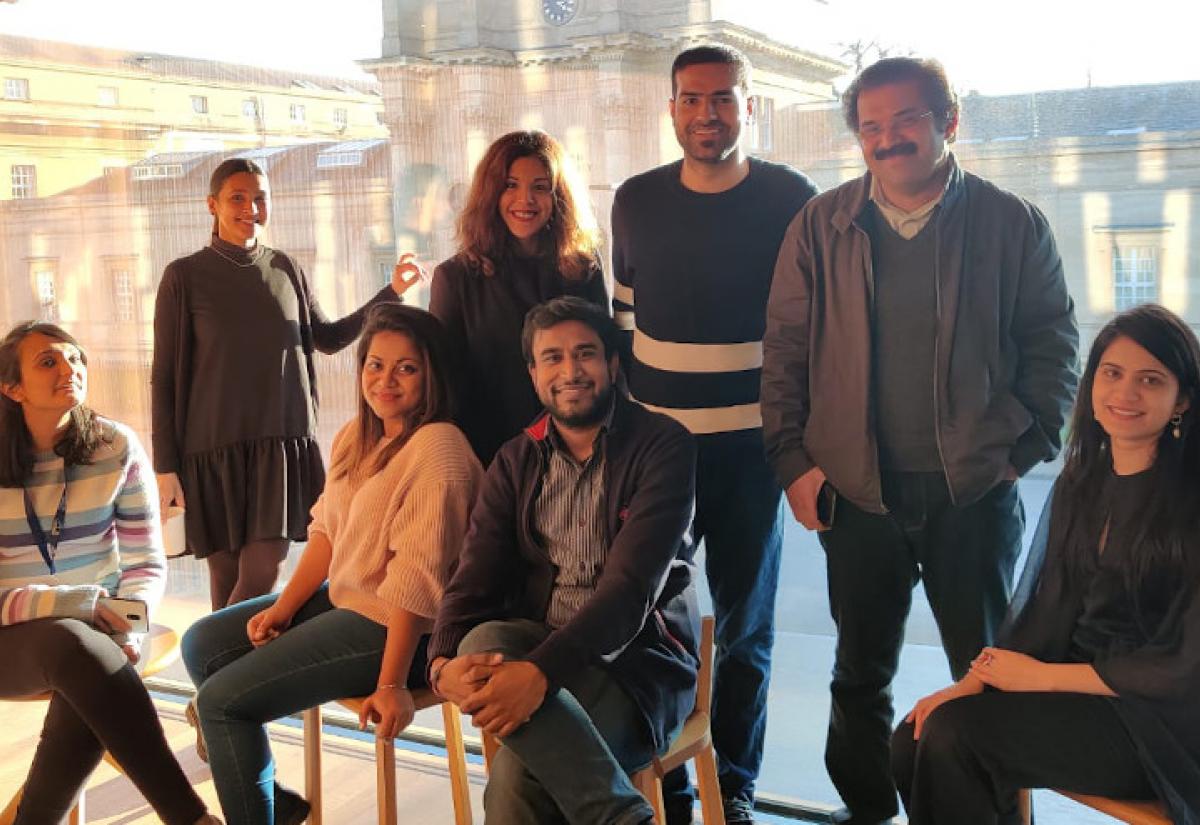 Author Dhruv with his classmates while in the Blavatnik School building.