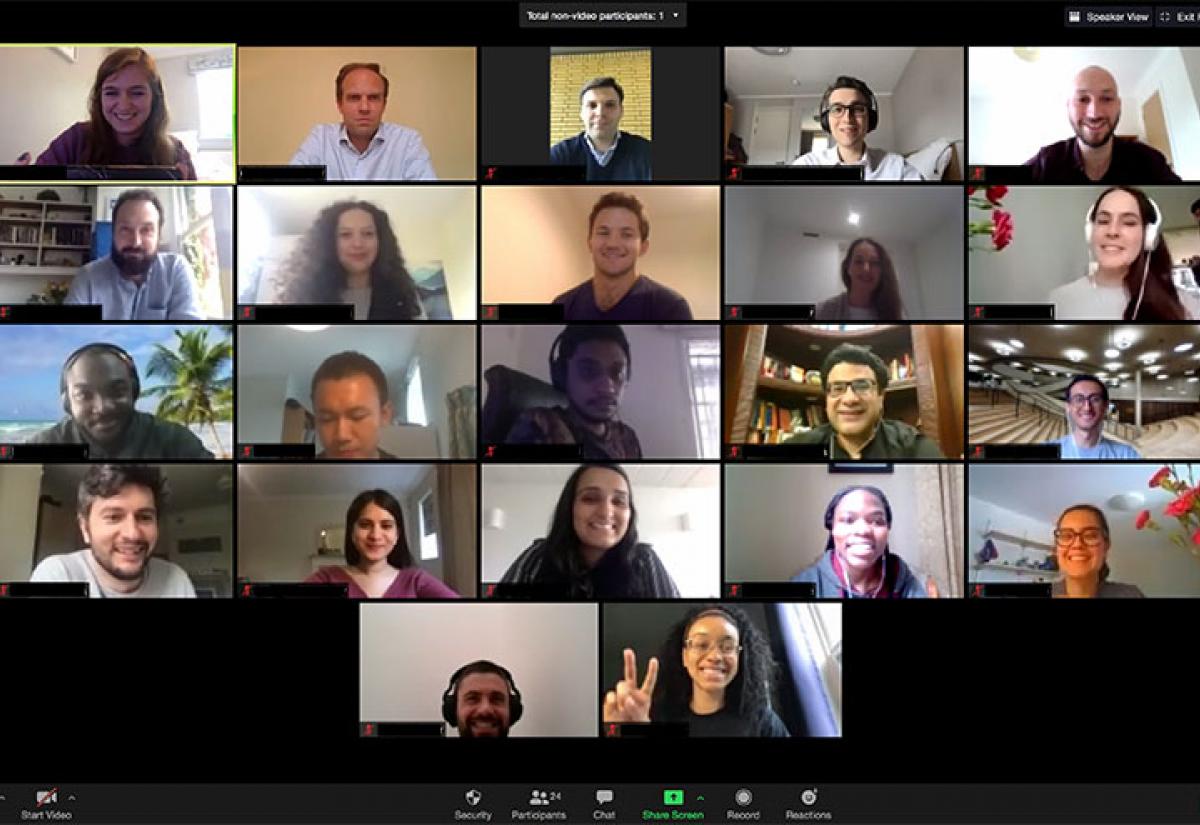 Screenshot of students from the MPP class of 2019 taking part in an online session