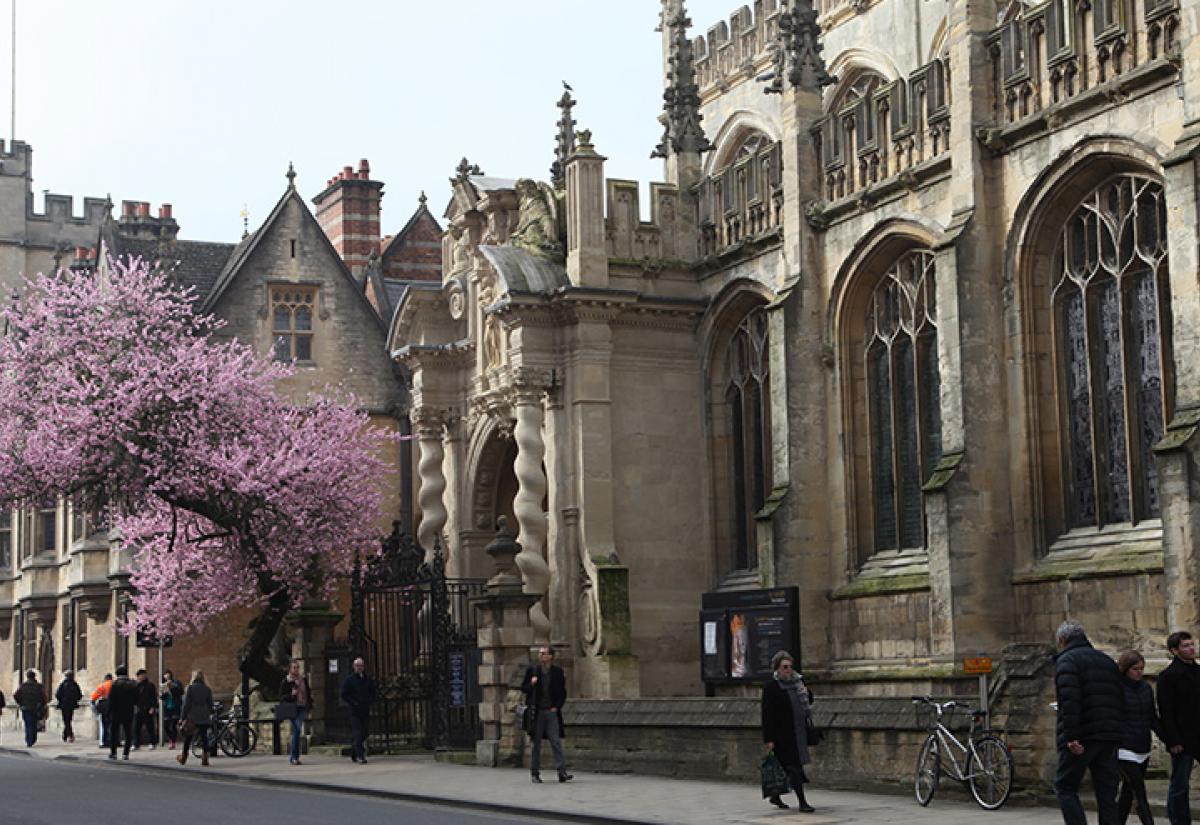A view of Oxford's high street in spring