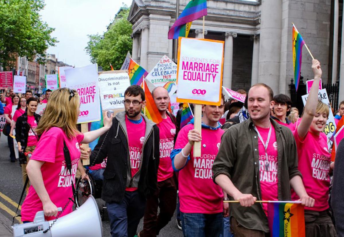 Pádraig during a march for marriage equality in Dublin, Ireland (Photo: Emmet Curtin)