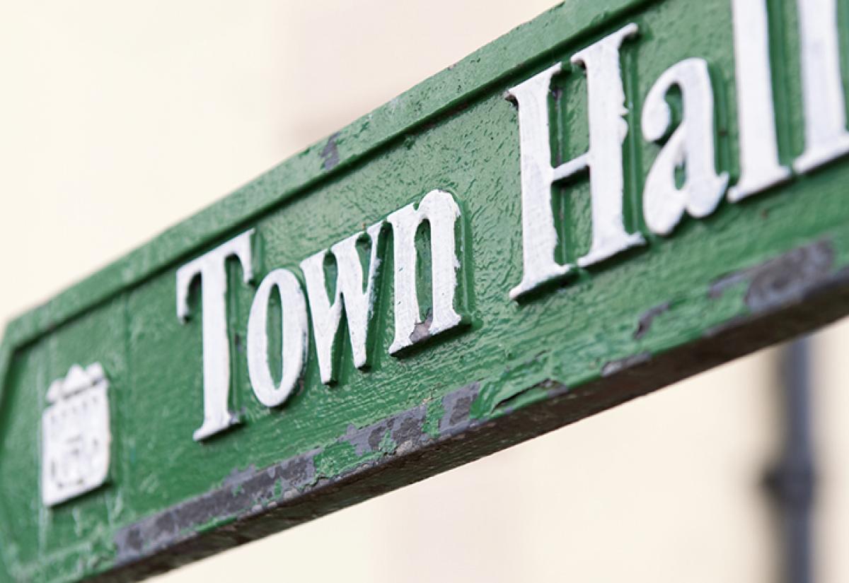 Town Hall sign