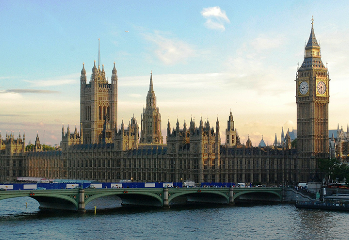 Image of the UK's Palace of Westminster as seen from across the River Thames