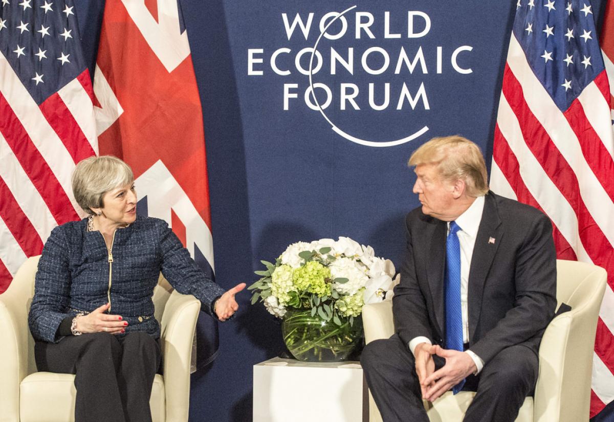 Prime Minister Theresa May and President Trump at the World Economic Forum in Davos, January 2018