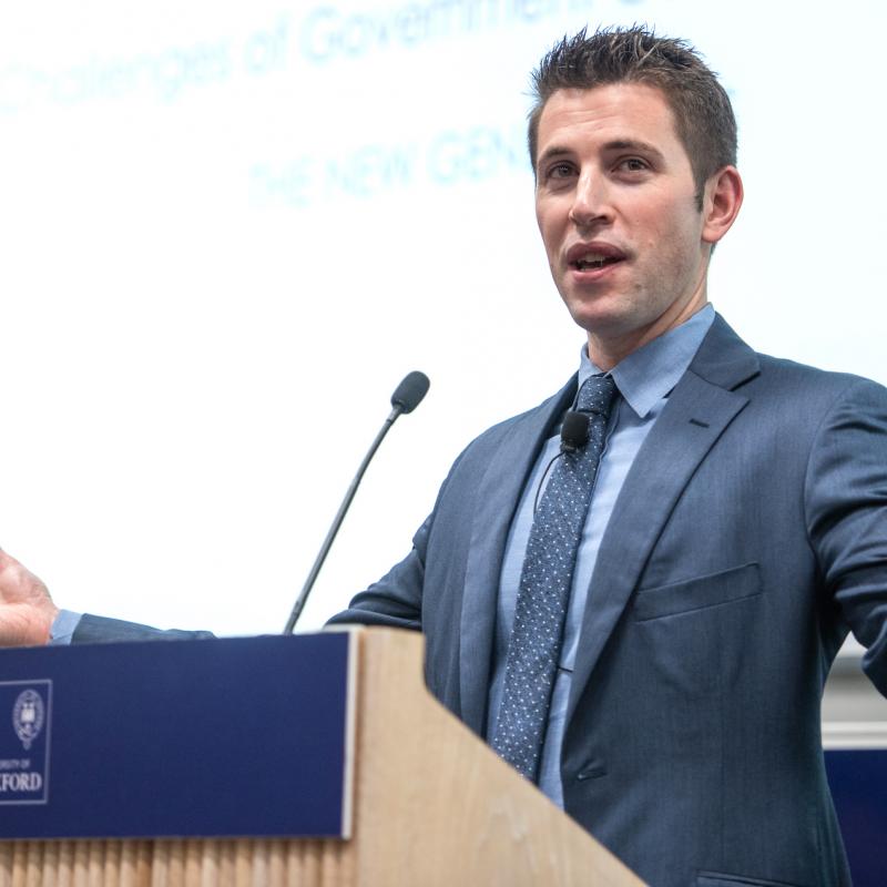Thomas Hale speaking at a lecture