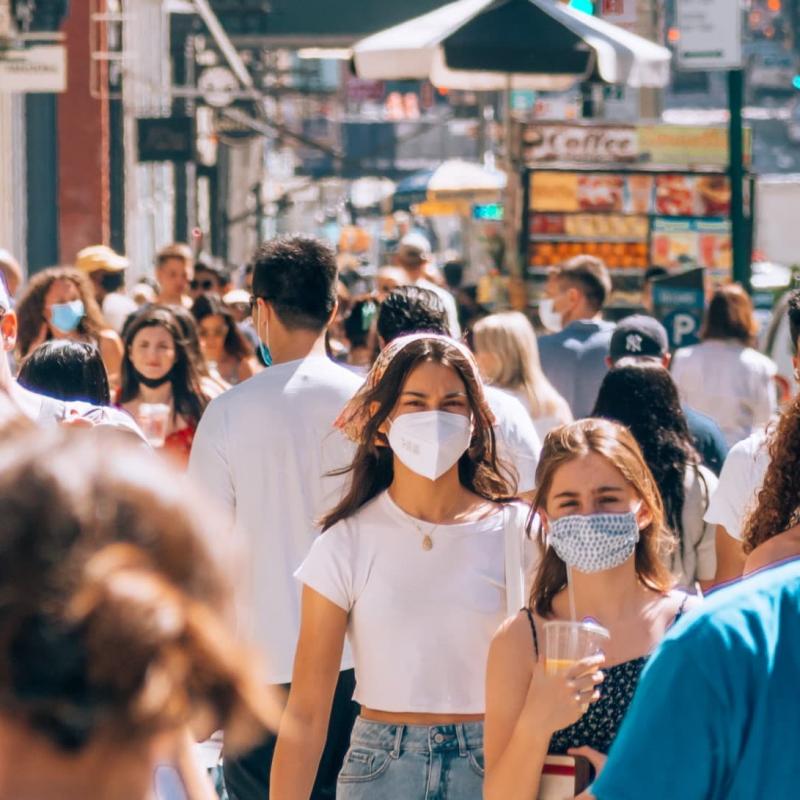 People in Manhattan wearing face masks