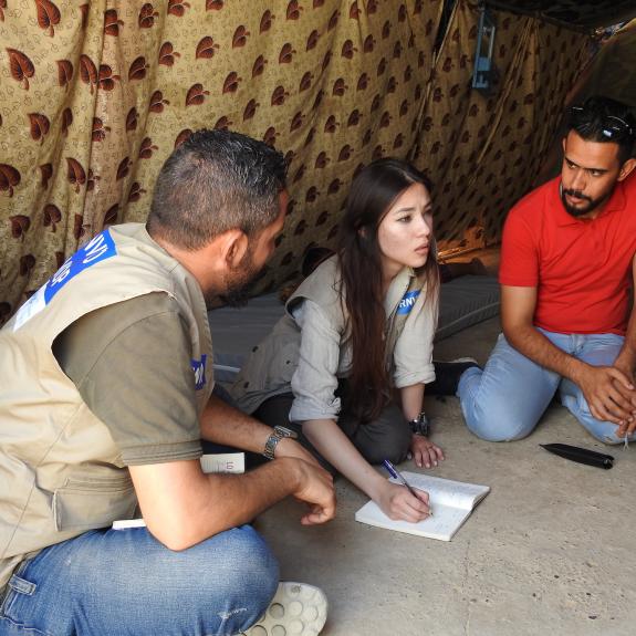 Aleksandra Wisniewska at a camp for internally displaced people, Mosul, Iraq