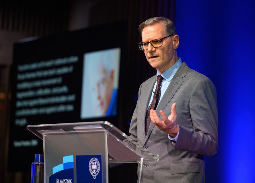 Jonathan Wolff during inaugural Alfred Landecker Memorial Lecture