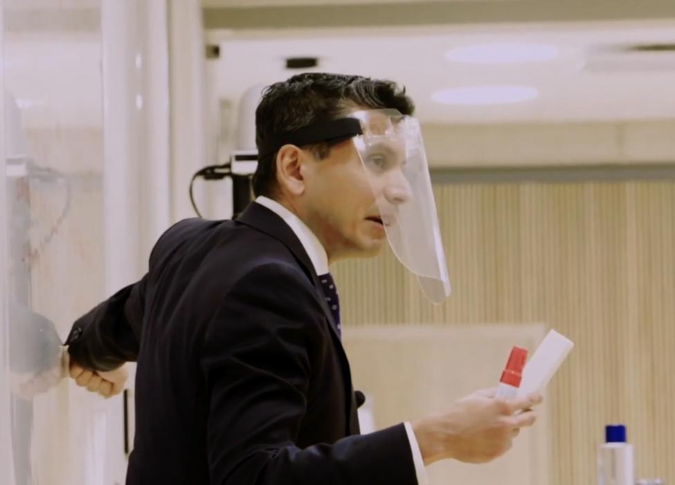 Faculty member teaching in PPE