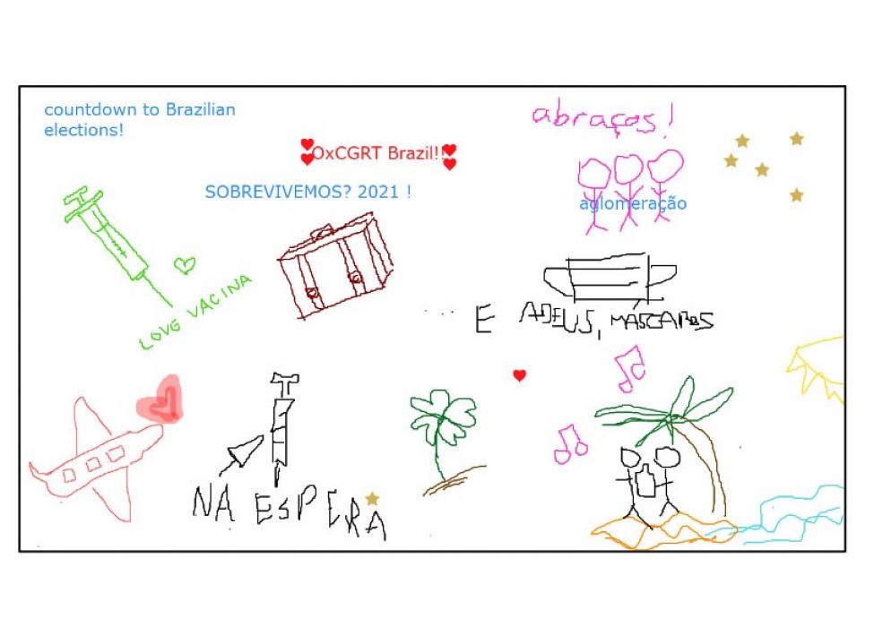 Shows the Zoom’s white board with scribbles from coders